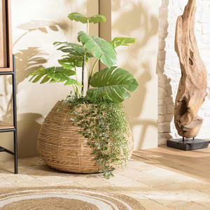 Pot de fleurs décoratif artisanal en jacinthe d'eau, panier moderne pour plantes d'intérieur, salon, balcon et décoration de la maison - Product Image 1