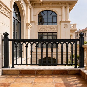 Rampe de balcon en métal noir, design arqué orné, clôture décorative de terrasse extérieure pour villa, garde-corps de sécurité pour portail de maison de luxe - Product Image 6