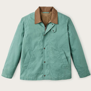 Chaqueta Acolchada de Lona Negra Unisex, Cierre de Cremallera, Bolsillos en el Pecho, Estilo Ropa de Trabajo, Corte Regular, Ropa de Otoño, Forro de Algodón, Secado Rápido - Product Image 1
