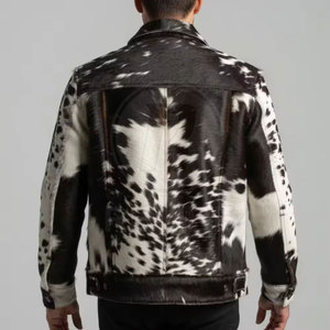 Hair Leather Jacket Casual Winter Front Logo Breathable Eco-Friendly High Quality Men's OEM Service Customizable Seamless Sale - Product Image 2