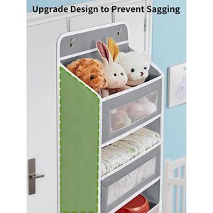 Organizzatore da appendere sopra la porta con 5 ripiani in tessuto di grande capacità, design anti-ribaltamento, capacità di carico fino a 20 kg - Product Image 4