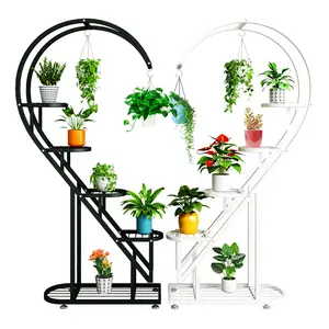 Многослойные металлические подставки для растений Держатели Кованая полка для растений Подставка для цветов в форме сердца Металлические выставочные витрины