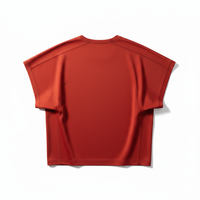 T-shirt décontracté pour homme en jersey 100 % coton, col rond, manches courtes, couleur rouge clair, coupe ample, ultra doux, respirant, imprimé numérique, 220g