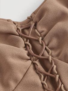 Vestido mini estilo Milkmaid sin mangas con cordones frontales, vestido mini tipo corsé o vestido acampanado con busto fruncido y cordones. - Product Image 3