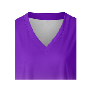 Women's Casual Plus Size Crew Neck Long <b>Half</b> <b>Sleeve</b> <b>T</b>-<b>Shirt</b> 100% Organic Cotton Canvas Breathable Eco-Friendly Embossed Printing - Product Image 4