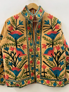 Chaqueta de terciopelo cálido Suzani Floral, abrigo de invierno con relleno de algodón de cuero de pescado, chaqueta de plumero, regalo perfecto para ella - Product Image 2