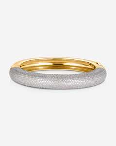 Pave Diamond Half Eternity Bangle <b>Bracelet</b> Wide Hinge <b>Cuff</b> Luxury Stacking Wedding Jewelry Wholesale 10kt 14K 18K Solid Gold - Product Image 1