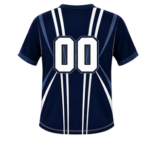 Ensemble short et maillot de rugby bleu marine et blanc, col en V, manches courtes, uniforme d'équipe respirant et léger, kit de sport personnalisé pour l'entraînement - Product Image 4