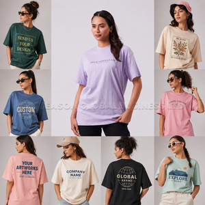 Custom Printed Plus Size Women's <b>T</b>-<b>Shirts</b> 100% Cotton Crew Neck Drop Sleeve Casual Summer OEM Service Logo Front <b>T</b> <b>Shirts</b> Women - Product Image 1