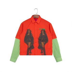 เสื้อเชิ้ตแขนสั้นผ้าฝ้ายอ๊อกซ์ฟอร์ดวินเทจแบบยูนิเซ็กซ์สั่งทำพิเศษสำหรับผู้ชาย แขนเสื้อสองชั้นติดกระดุม เสื้อเชิ้ตลำลองผู้ชาย - Product Image 1