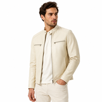 Veste en cuir pour homme, col montant, doublure intérieure douce, panneaux extérieurs durables, fermeture éclair sécurisée, poches pratiques, tenue décontractée d'hiver