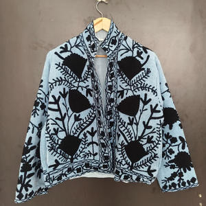 Chaqueta Acolchada de Algodón Azul Claro Estilo Suzani Bordada a Mano, Estilo Vintage, para Mujer, Ropa de Exterior Hecha a Mano, Venta Caliente 2026 - Product Image 1