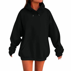<b>Women's</b> Winter Knitted Athletic Warm <b>Hoodie</b> 100% Cotton 360 Grams Custom Embroidered Logo <b>Cute</b> Oversized Streetwear Fashion OEM - Product Image 2