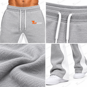 Pantalon de jogging évasé pour homme en coton délavé, coupe décontractée, taille élastique, jambe large, style vintage - Product Image 5