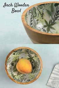 Bol à salade en bois poli, design moderne, écologique, avec décor Meena, pour la maison, les restaurants et les fêtes - Product Image 2
