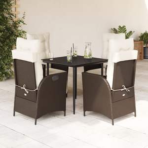 Ensemble de salle à manger de jardin en rotin PE marron, taille standard, mobilier de salle à manger d'extérieur - Product Image 1