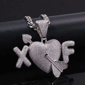 Pendentif Cœur Glacé en Argent Sterling 925 avec Moissanite, Breloque Lettre XOF, Pierre VVS, Bijoux Hip Hop pour Fête - Product Image 2