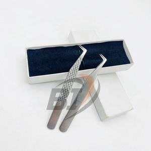 Pinzas de extensión de pestañas de 90 grados con logotipo personalizado, marca privada profesional, bota delgada de acero inoxidable puntiaguda - Product Image 5