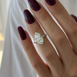 2.5 Carat Marquise Lab Grown Diamond Bezel Set <b>Split</b> Shank Solitaire <b>Ring</b> in White Gold , IGI Certified - Product Image 1