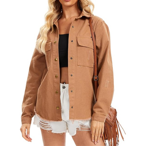 Stylish Women's Oversized Casual <b>Denim</b> Fleece <b>Jacket</b> Woven Quick Dry Breathable Cotton Premium Modern Daily Outfits - Product Image 1