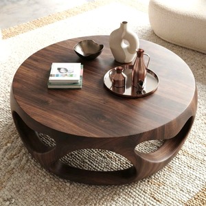 Handmade Durable Tea <b>Table</b> Coffee <b>Table</b> Center <b>Table</b> Living Room Furniture Round Walnut Wood Coffee <b>Table</b> With Solid Wood - Product Image 1