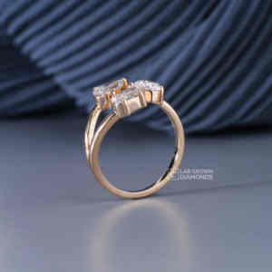 Heart Oval & Pear Lab Grown Diamond Ring S925 Sterling Silver Yellow Gold Luxury 3 Piece 1.08ct EF+ Color <b>Gift</b> for Women - Product Image 3