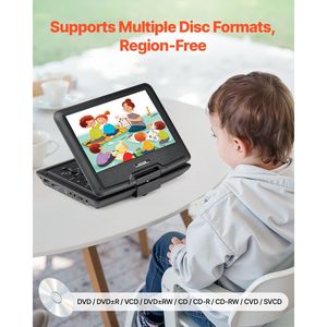 Schermo Portatile HD Girevole da 10.1 Pollici per Lettore DVD con Batteria Ricaricabile Integrata da 4 Ore, Doppi Altoparlanti e Supporto Sincronizzazione - Product Image 5