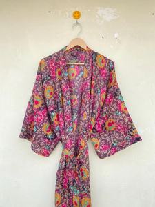 Kimono Sari de seda reciclada Vestido Largo de seda Kimono de seda bohemio - Product Image 3