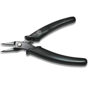 Pince à bec effilé 5 pouces (140 mm) en acier inoxydable, tête noire, poignée confortable, outil à ressort léger pour un travail fluide en bricolage - Product Image 1