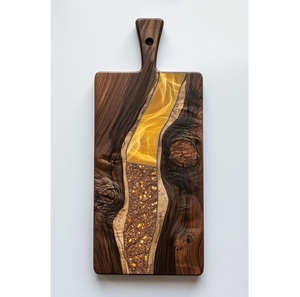 Planche à découper en bois avec résine époxy, finition lisse, durable, compatible lave-vaisselle, article cadeau de luxe pour la cuisine - Product Image 1