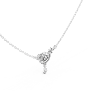 Collar con Colgante de Halo Floral en Oro Blanco de 10K con Baño de Rodio y Diamantes de Corte Brillante, Joyería Moderna para Novias y Bodas - Product Image 2