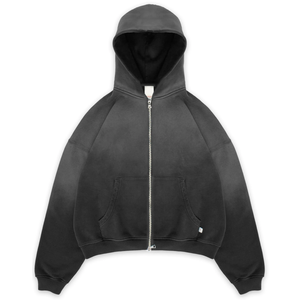 Sudadera con capucha para hombre de algodón de 500 g/m², personalizada, con hombros caídos, corte holgado, con cremallera, oversize, efecto descolorido por el sol, de peso pesado - Product Image 3