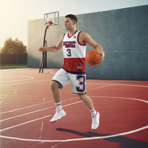 Maillot de basket-ball unisexe personnalisé en gros de haute qualité 100% polyester 300g imprimé par transfert de chaleur respirant antibactérien rapide - Product Image 4