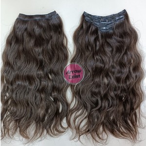 Extensions à clips pré-collées Arrow Exim 100 % naturelles, lisses, Remy, sans couture, cheveux humains indiens, qualité Single Drawn, 100 g, vente en gros - Product Image 4