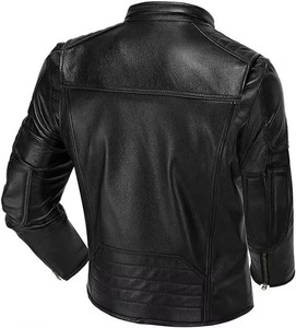 Top Selling <b>Men's</b> High Street Solid Stylish Stand Collar Leather <b>Jacket</b> with Zipper Closure and Front Logo in Multiple Colors - Product Image 2