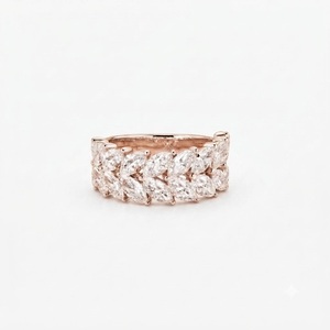 Wholesale Marquise Cut Lab Grown Diamond 10K 14K 18K Solid Gold IGI Certified Half Eternity Leaf Design Ring Bridal <b>Wedding</b> Band - Product Image 2