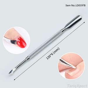 Professional 2-Way High-end Stainless Steel <b>Nail</b> Cuticle Remover & Pusher Set with Non-slip Handle Grip Double-Use - Product Image 5