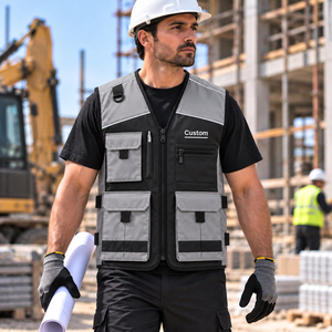Gilet de travail haute visibilité personnalisé OEM pour la logistique routière et les équipes industrielles, vêtements de sécurité réfléchissants fluorescents - Product Image 2