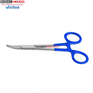 Pinzas Hemostáticas Manuales de Primera Calidad, Tipo Mosquito, 5 Pulgadas, Curvas, con Mangos Recubiertos de PVC Azul, Acero Inoxidable Alemán, Quirúrgicas, Dentales, CE - Product Image 4