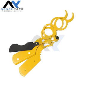 Navaja de afeitar de barbería de hoja única recta con elegante mango de anillo para hombre, para uso en salón y hogar, amarillo y negro - Product Image 3