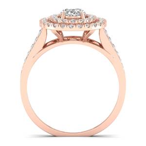 Bague de fiançailles REYES Luxury en or massif 14 carats, diamant ovale 1,3 carat, halo, certifiée IGI, rhodiée, bijoux fins pour femmes - Product Image 4