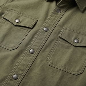 <b>Men</b> Casual Autumn Solid Corduroy Work <b>Jacket</b> Turn-down Collar Button-up <b>Utility</b> Shirt with Front Pocket Custom Logo - Product Image 5