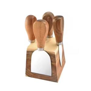 Ensemble de couteaux à fromage en acier inoxydable de qualité supérieure avec manche en bois, ensemble de coupe-fromage professionnel pour la cuisine, la salle à manger et les restaurants - Product Image 4