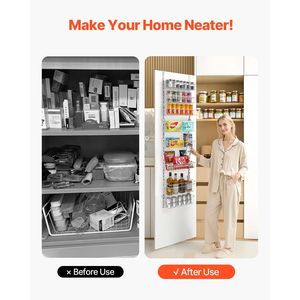 Organizzatore da Cucina a 8 Ripiani in Acciaio Resistente, Regolabile, da Appendere Sopra la Porta, Porta Spezie da Parete - Product Image 6