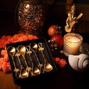 Weddings Brass Spoon Gifts 6 Pieces Set Packing <b>Box</b> Wedding Parties Gifts Brass <b>Dessert</b> Spoon Cutlery - Product Image 2