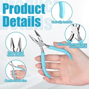Stainless Steel Jewelry Making Pliers Set 2pcs Chain Nose 4.5 Inch Precision <b>Craft</b> Pliers for <b>Wire</b> Wrapping Repair Beading Tools - Product Image 4