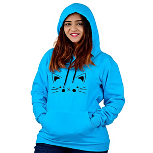 Sweat-shirt à capuche rose à motif de chat unisexe, en polaire surdimensionné, décontracté, pour l'automne - Product Image 5