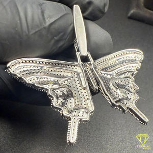 Collier pendentif de luxe en moissanite papillon serti de pierres, argent 925, certifié GIA, style hip-hop, cadeau, pierre orange - Product Image 5