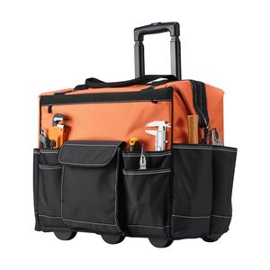 Durable 110 Lbs Load Capacity <b>Rolling</b> <b>Tool</b> <b>Bag</b> with 27 Pockets Heavy Duty Roller <b>Tool</b> <b>Bag</b> Wheels Adjustable Telescoping Handle - Product Image 6