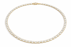 สร้อยคอทองคำ 14k สีเหลือง ประดับด้วยเพชรโมอิสซาไนต์หลากหลายรูปทรง ความยาวสร้อย 17 นิ้ว พร้อมตัวล็อกแบบกล่อง - Product Image 2